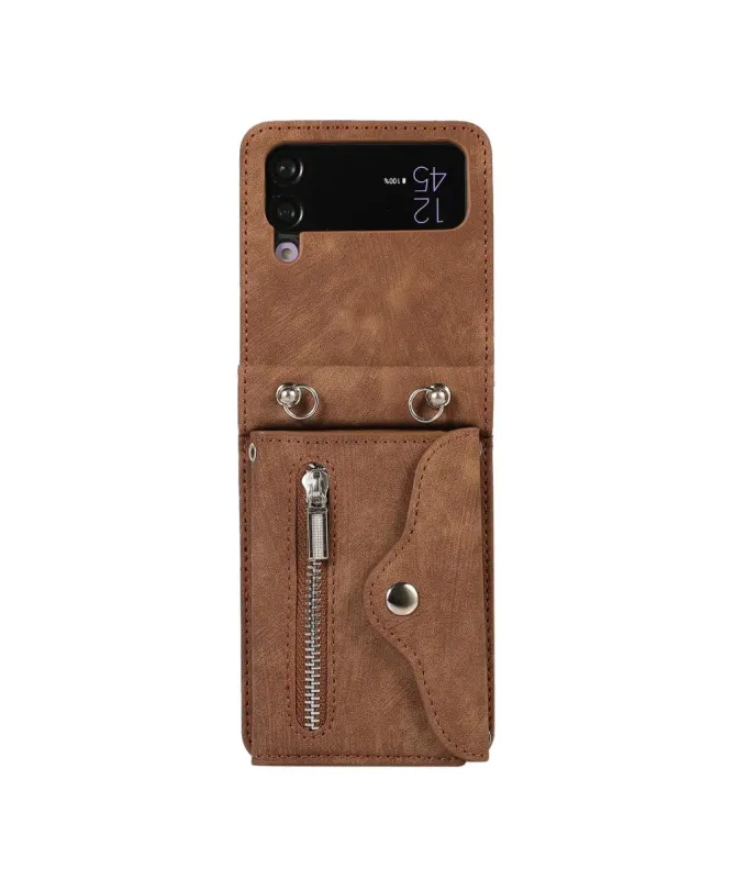 Étui Portefeuille Samsung Galaxy Z Flip 4, Anti RFID, Bandoulière & Dr