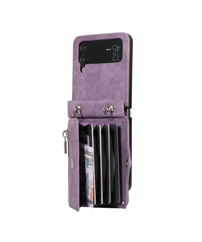 Étui Portefeuille Samsung Galaxy Z Flip 4, Anti RFID, Bandoulière & Dr