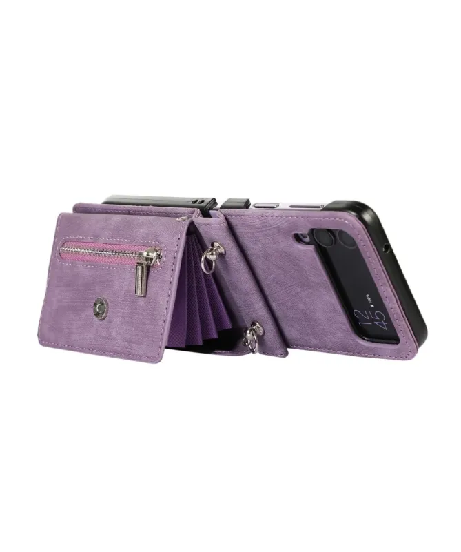 Étui Portefeuille Samsung Galaxy Z Flip 4, Anti RFID, Bandoulière & Dr