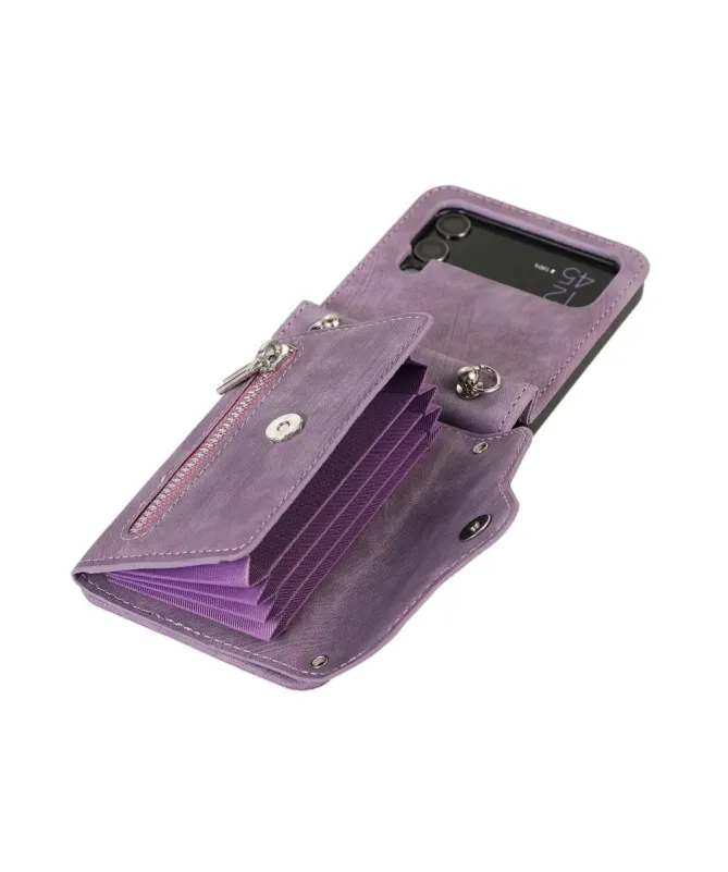 Étui Portefeuille Samsung Galaxy Z Flip 4, Anti RFID, Bandoulière & Dr