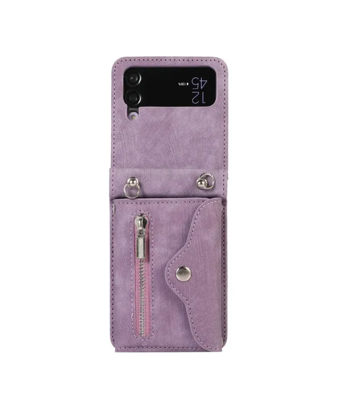 Étui Portefeuille Samsung Galaxy Z Flip 4, Anti RFID, Bandoulière & Dr