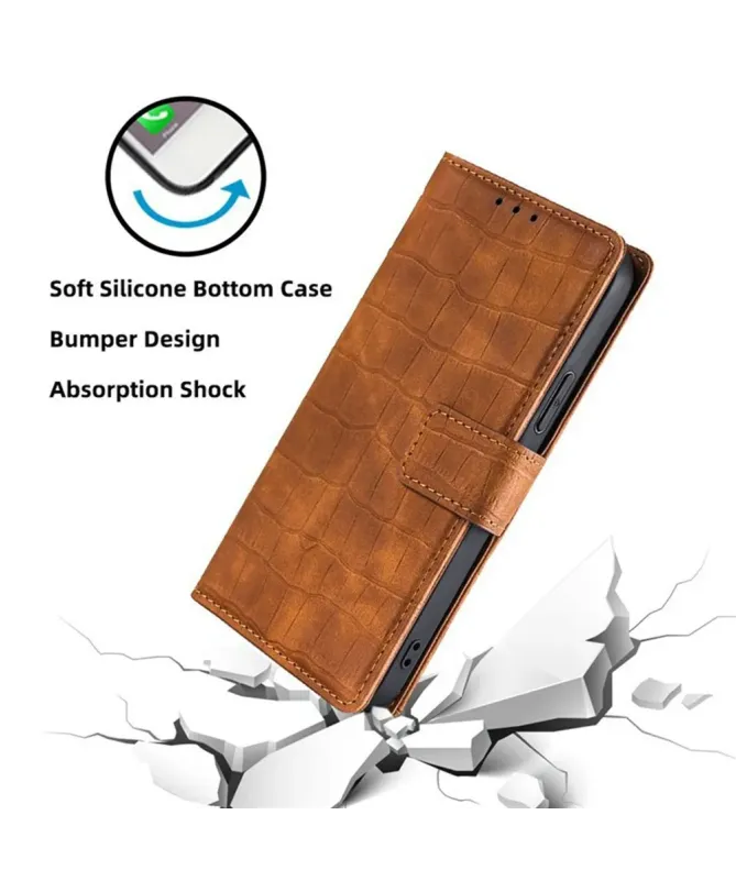 Housse Xiaomi Redmi 14C / Poco C75 simili cuir effet peau de crocodile