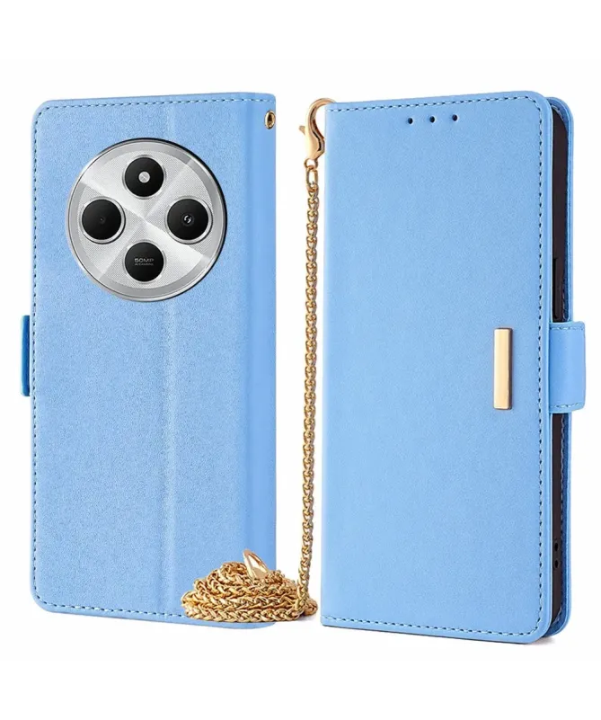 Housse Xiaomi Redmi 14C / Poco C75 en simili cuir avec chaîne dorée