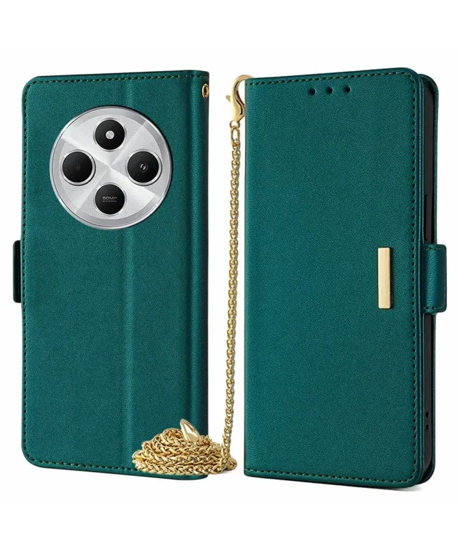 Housse Xiaomi Redmi 14C / Poco C75 en simili cuir avec chaîne dorée