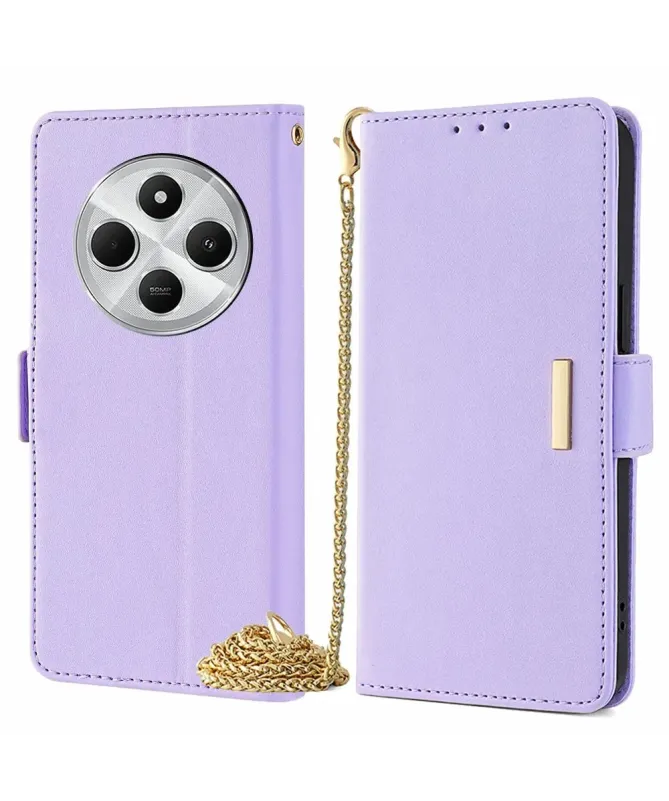 Housse Xiaomi Redmi 14C / Poco C75 en simili cuir avec chaîne dorée
