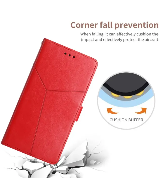 Housse Samsung Galaxy A17 effet cuir Y Lines à lanière Rouge - photo 4