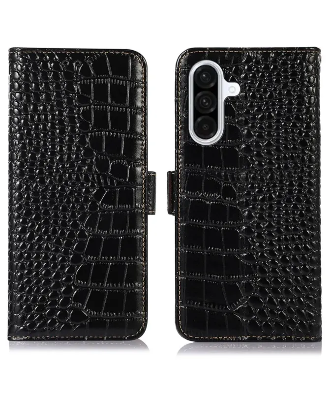 Housse Samsung Galaxy A17 cuir véritable aspect croco