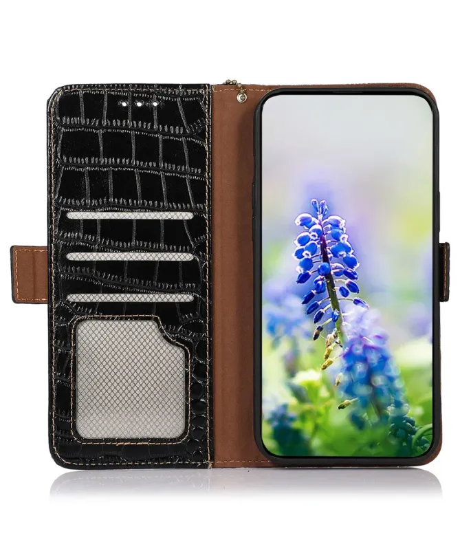 Housse Samsung Galaxy A17 cuir véritable aspect croco