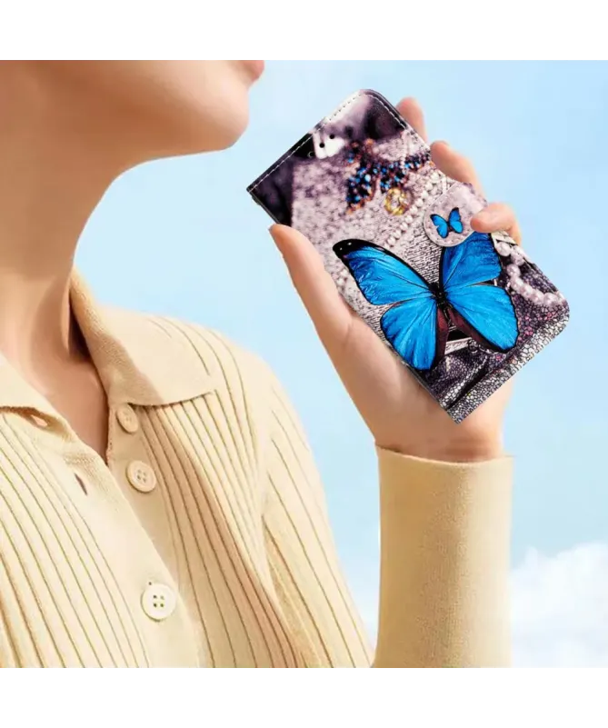Housse Samsung Galaxy A17 Papillon Bleu