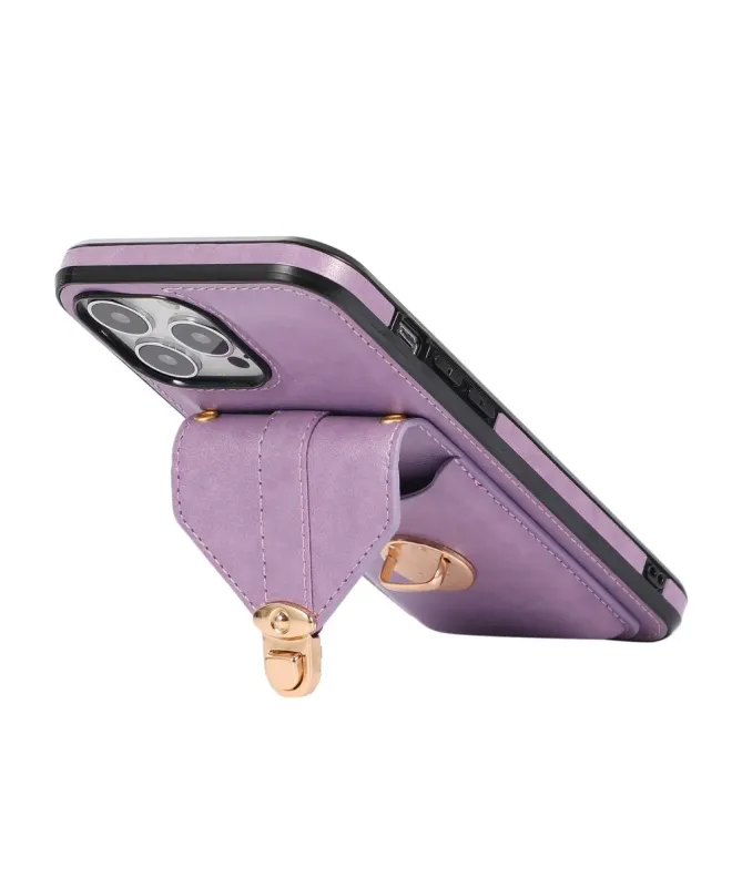 Coque iPhone 16 Pro Max Porte-Cartes à Rabat et Bandoulière