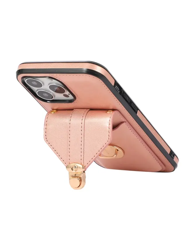 Coque iPhone 16 Pro Max Porte-Cartes à Rabat et Bandoulière