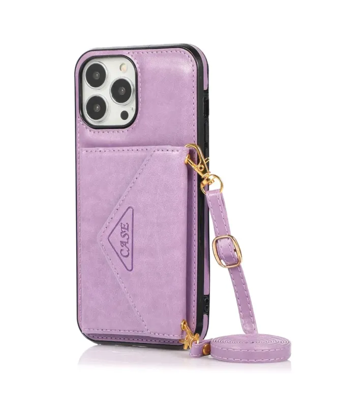 Coque iPhone 16 Pro Max Porte-Cartes Triangle et Bandoulière Luxe