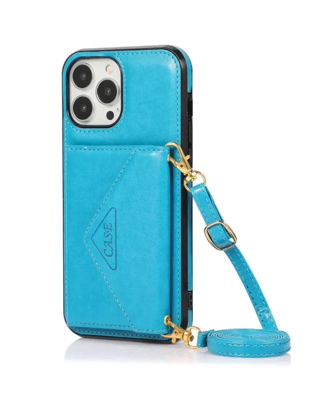 Coque iPhone 16 Pro Max Porte-Cartes Triangle et Bandoulière Luxe
