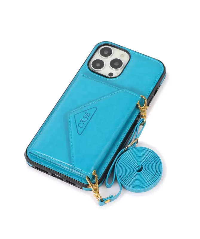 Coque iPhone 16 Pro Max Porte-Cartes Triangle et Bandoulière Luxe