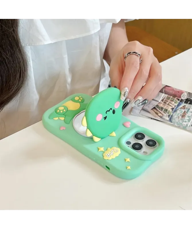 Coque iPhone 16 Pro Max Dinosaure Mignon avec Miroir Intégré