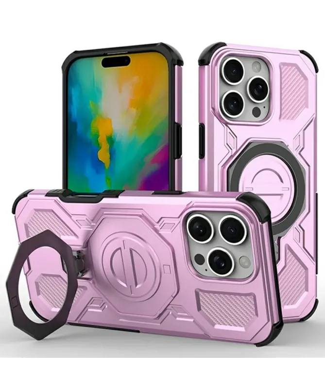 Coque Magnétique iPhone 16 Pro Max avec Support Métal Rotatif