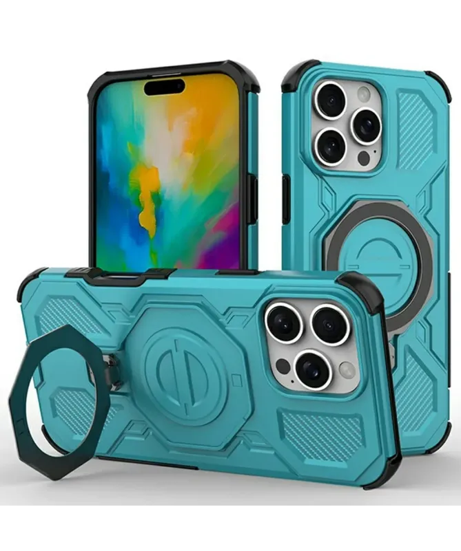 Coque Magnétique iPhone 16 Pro Max avec Support Métal Rotatif