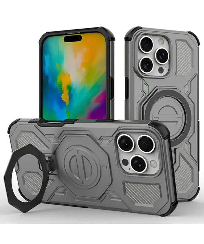 Coque Magnétique iPhone 16 Pro Max avec Support Métal Rotatif