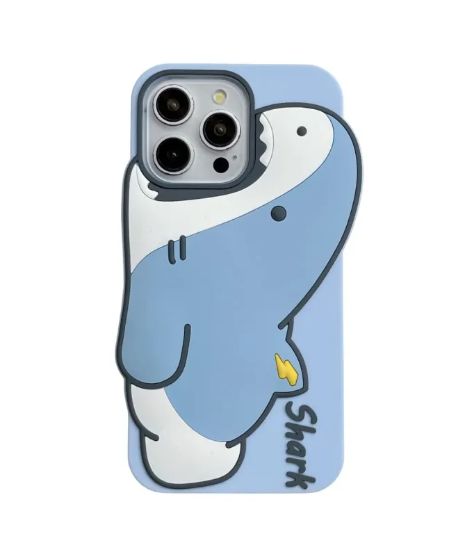 Coque iPhone 16 Pro Max Silicone Bleu Requin Mignon