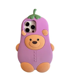 Coque iPhone 16 Pro Max Silicone Ours Aubergine