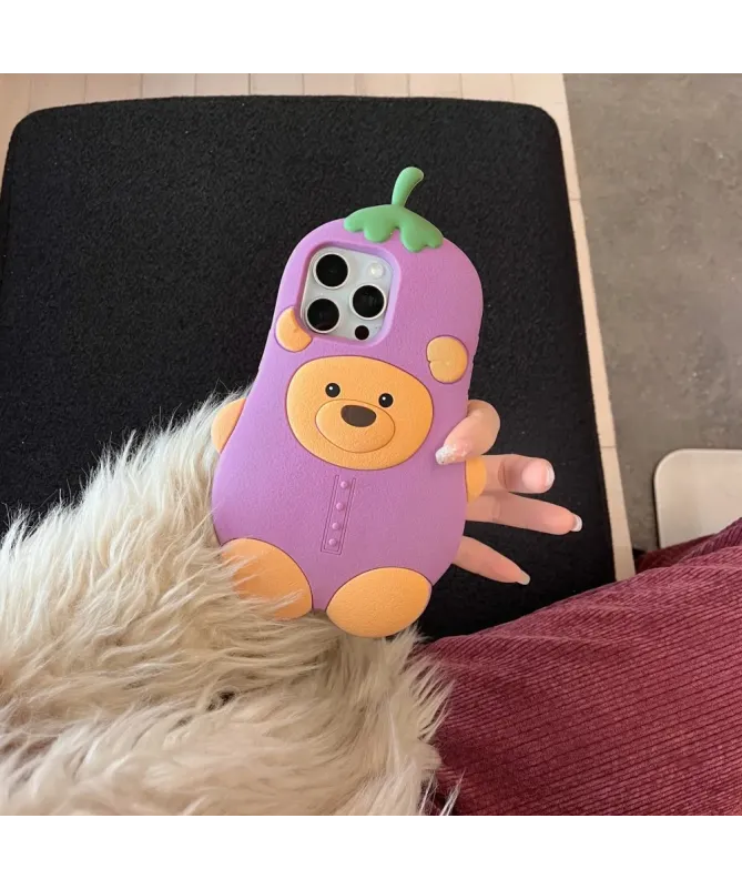 Coque iPhone 16 Pro Max Silicone Ours Aubergine