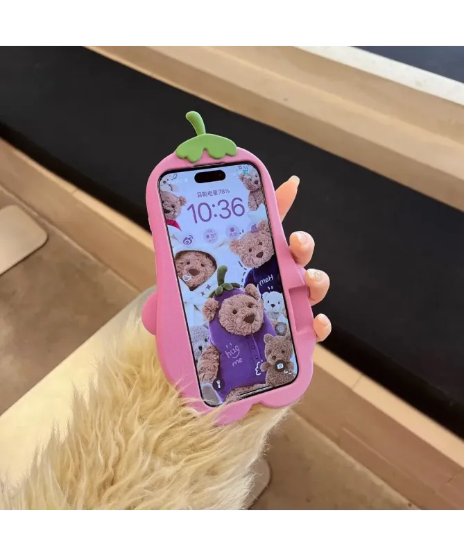 Coque iPhone 16 Pro Max Silicone Ours Aubergine