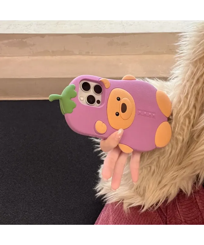 Coque iPhone 16 Pro Max Silicone Ours Aubergine