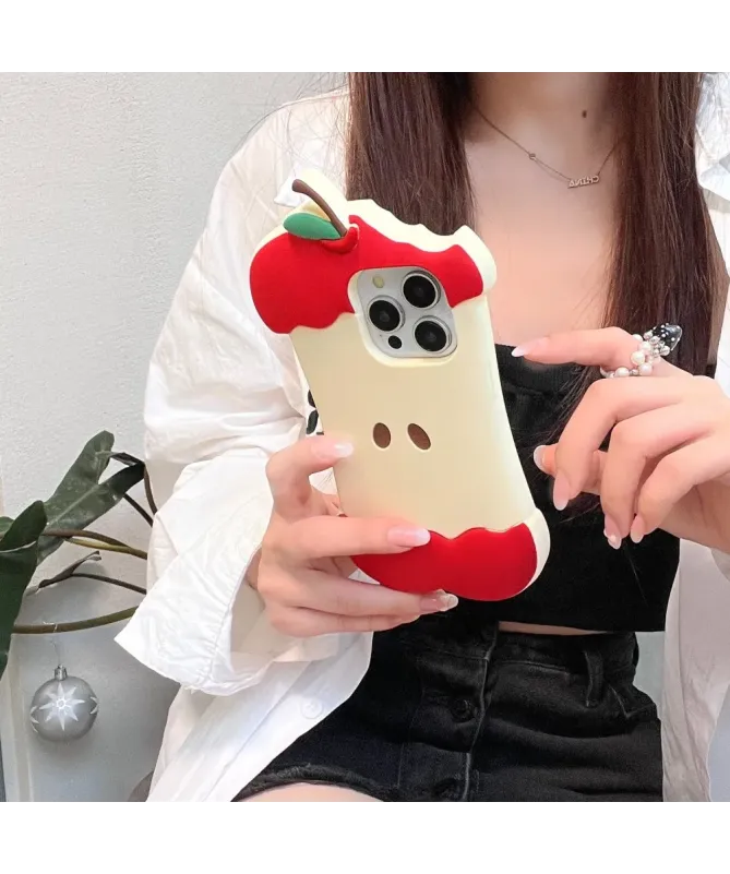 Coque iPhone 16 Pro Max Silicone Design Pomme Croquée