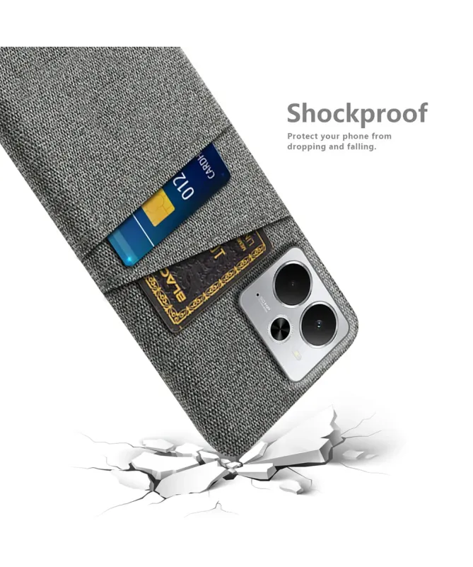 Coque Realme 14 5G / 14T 5G en Tissu avec Double Rangement