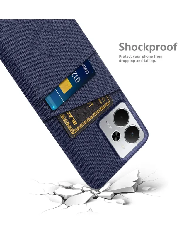 Coque Realme 14 5G / 14T 5G en Tissu avec Double Rangement