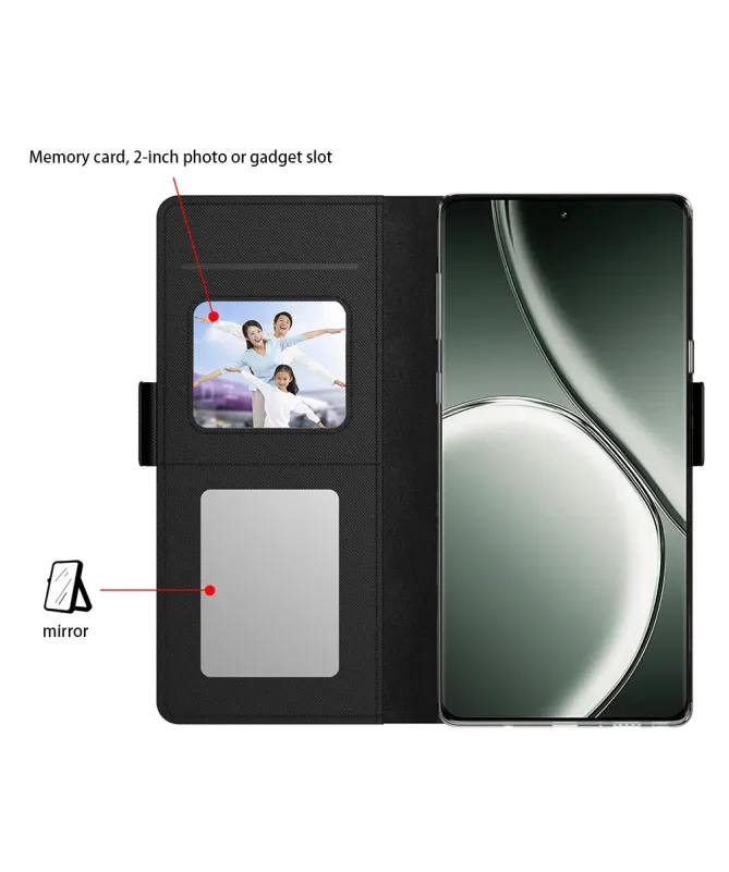 Housse Realme 14 5G / 14T 5G Flip premium porte cartes avec miroir