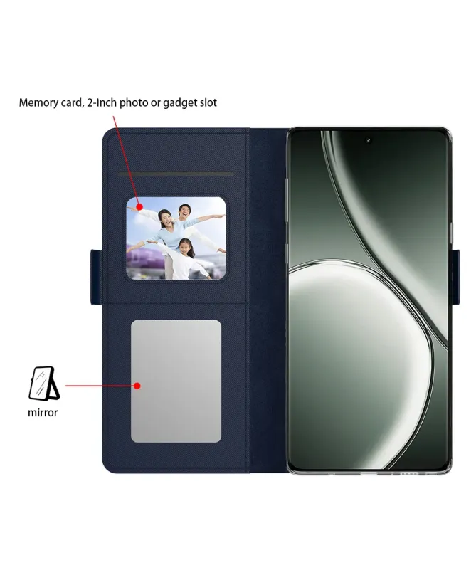 Housse Realme 14 5G / 14T 5G Flip premium porte cartes avec miroir