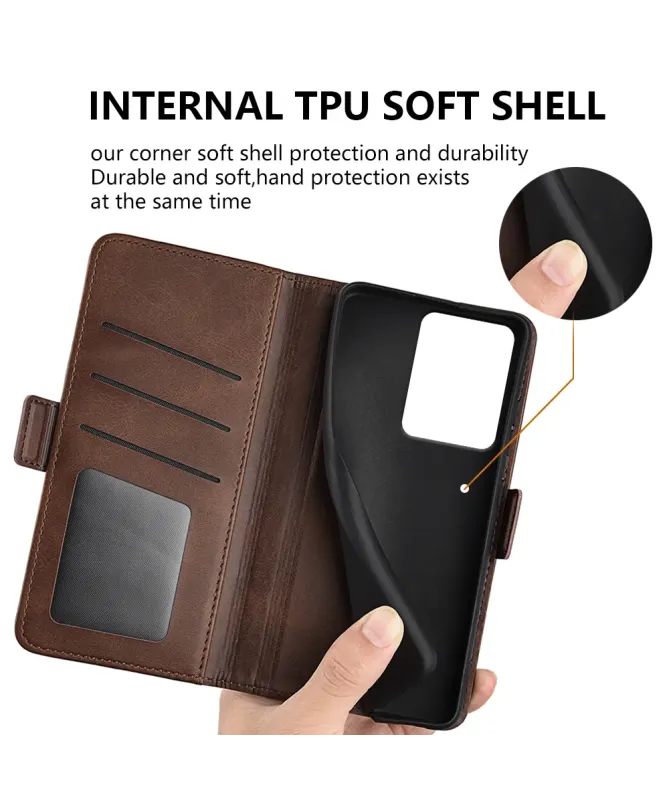 Étui Realme 14 5G / 14T 5G portefeuille revêtement simili cuir mat