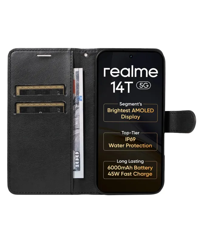 Housse Realme 14 5G / 14T 5G Sylvette simili cuir avec lanière