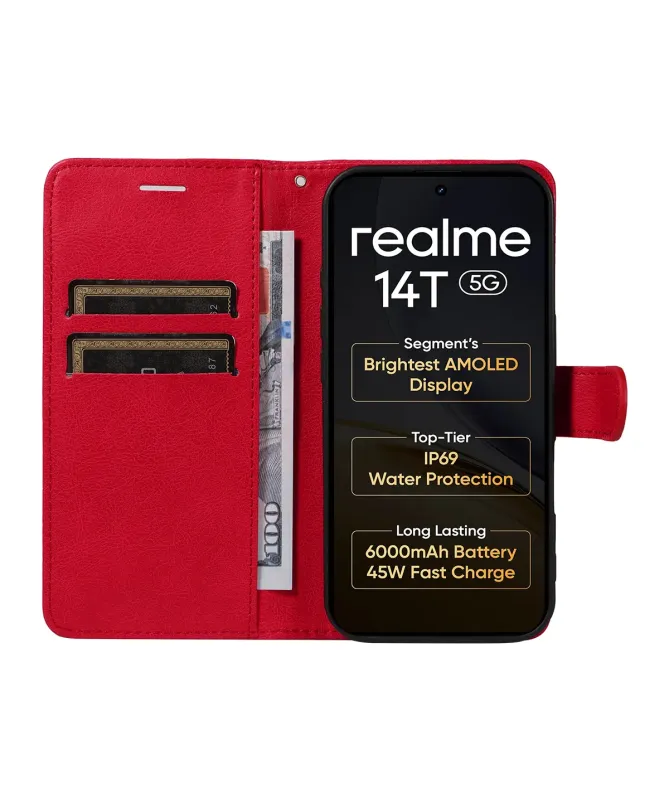 Housse Realme 14 5G / 14T 5G Sylvette simili cuir avec lanière