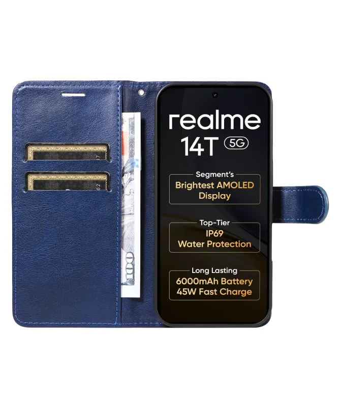 Housse Realme 14 5G / 14T 5G Sylvette simili cuir avec lanière