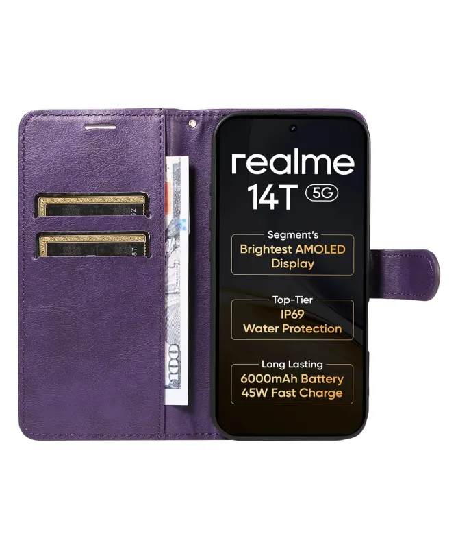 Housse Realme 14 5G / 14T 5G Sylvette simili cuir avec lanière