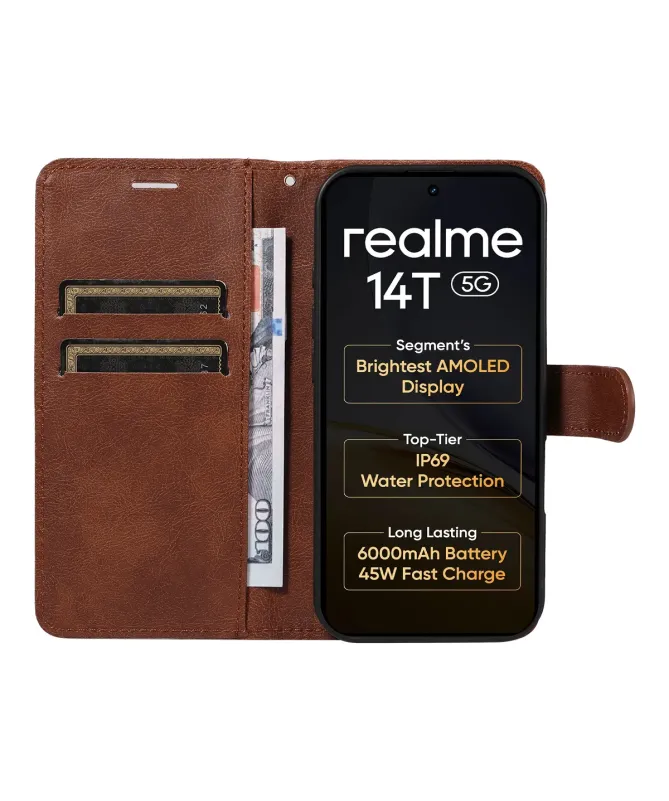 Housse Realme 14 5G / 14T 5G Sylvette simili cuir avec lanière