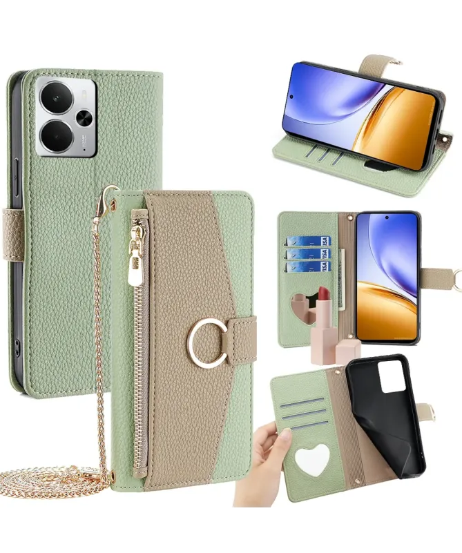 Housse Realme 14 5G / 14T 5G luxury portefeuille avec chaîne