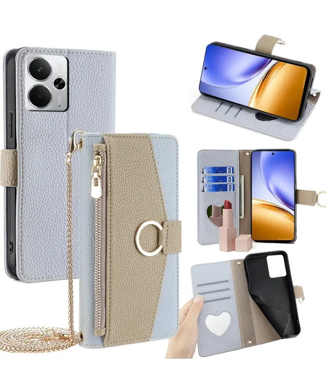 Housse Realme 14 5G / 14T 5G luxury portefeuille avec chaîne