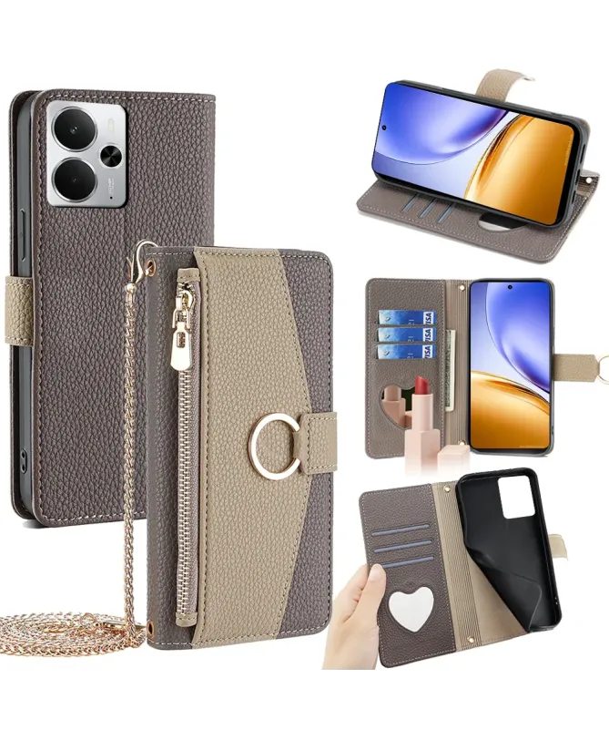 Housse Realme 14 5G / 14T 5G luxury portefeuille avec chaîne