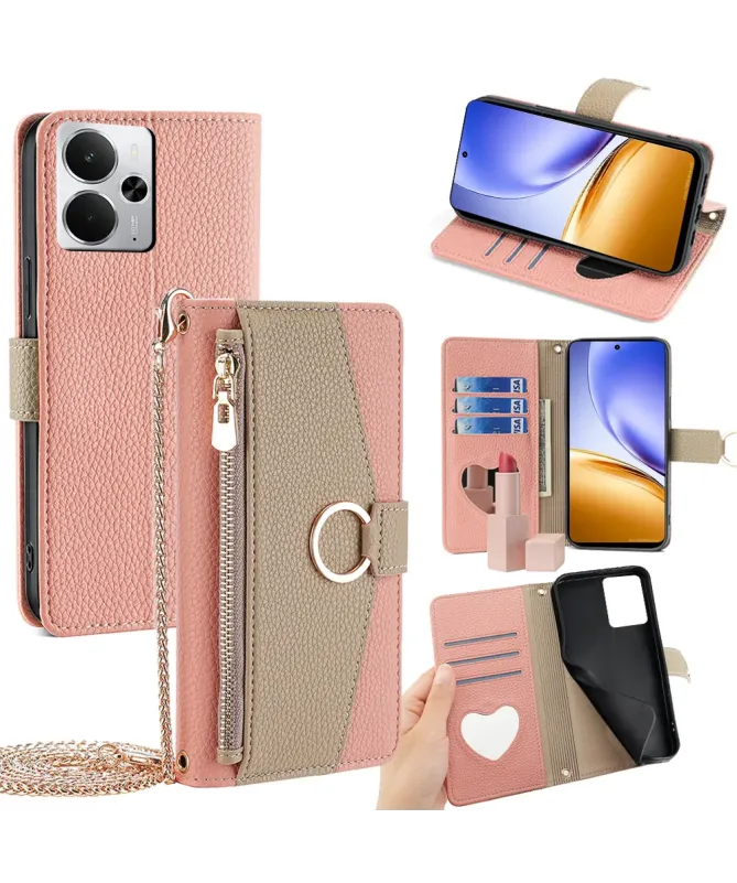 Housse Realme 14 5G / 14T 5G luxury portefeuille avec chaîne