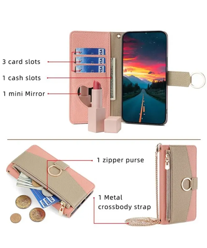 Housse Realme 14 5G / 14T 5G luxury portefeuille avec chaîne