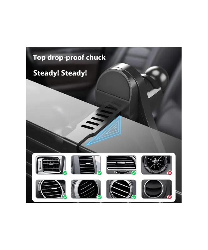Support Voiture Rotatif Compatible MagSafe avec Fixation Grille d’Aéra
