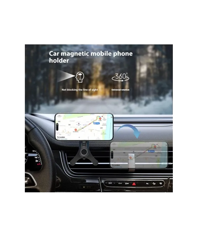 Support Voiture Rotatif Compatible MagSafe avec Fixation Grille d’Aéra