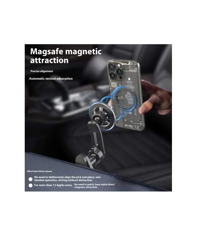 Support Voiture Rotatif Compatible MagSafe avec Fixation Grille d’Aéra