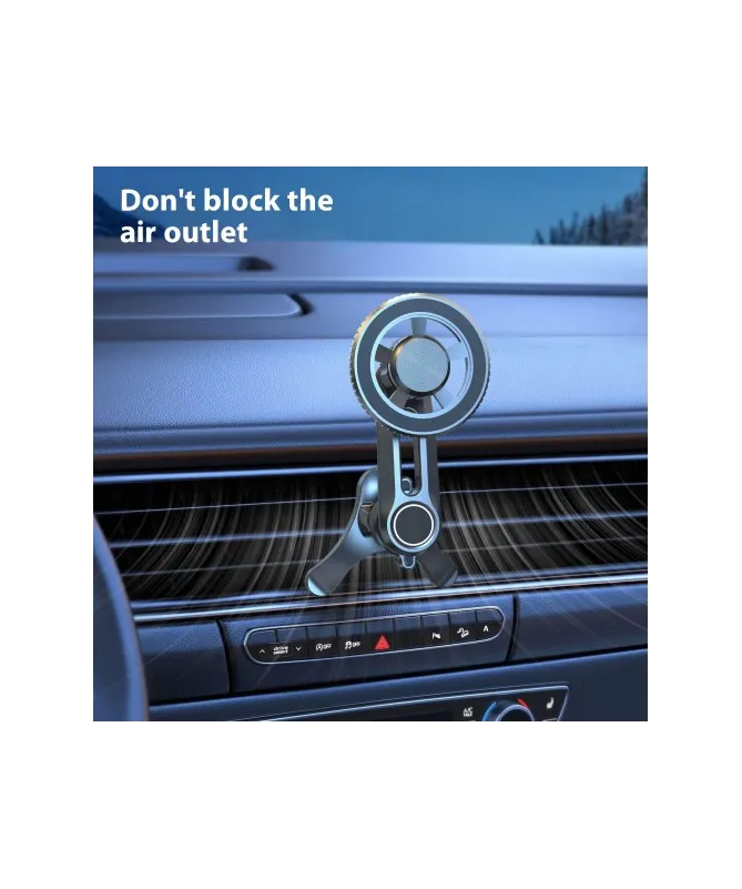 Support Voiture Rotatif Compatible MagSafe avec Fixation Grille d’Aéra