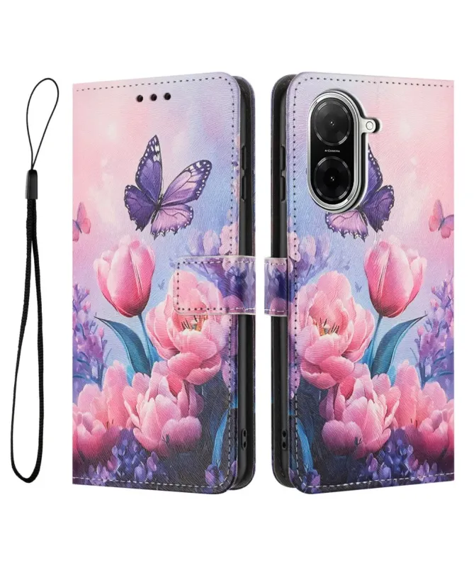 Housse Xiaomi Redmi A5 Papillon Tulipes Roses | BUTTERFLY