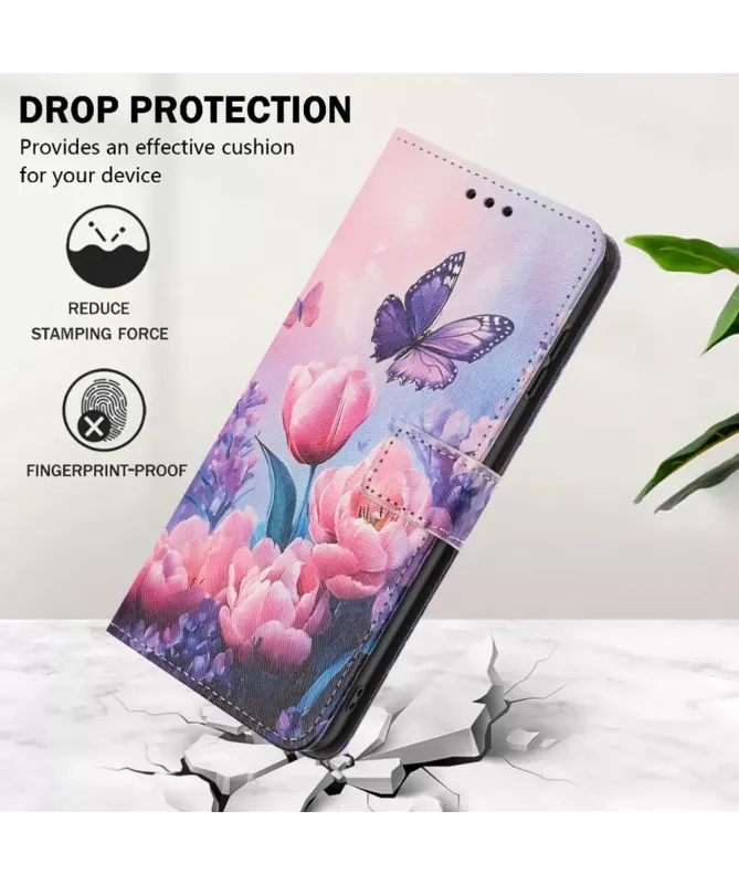 Housse Xiaomi Redmi A5 Papillon Tulipes Roses | BUTTERFLY