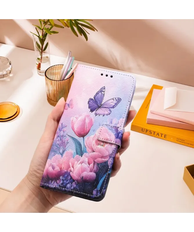 Housse Xiaomi Redmi A5 Papillon Tulipes Roses | BUTTERFLY